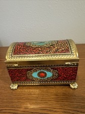 Vintage Harry Vincent Blue Bird Confectionery Treasure Chest Tin Bank ENGLAND picture