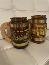 Vintage 1978 Royal American Shows Oklahoma State Fair Mini Mug Glass Pair Set picture