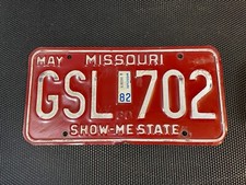 MISSOURI LICENSE PLATE 1982 MAY GSL  702 picture