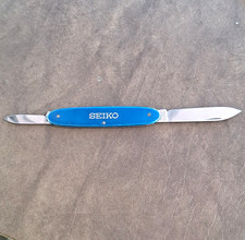 Vintage Victorinox Seiko Blue Alox Excelsior 84mm Pocket Knife Watch Case Opener picture
