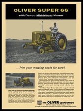 1957 Oliver Super 66 Tractor w. Danco Mower NEW Sign 24x30