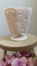Vintage NAPCO Pink Milk Glass Flower Pot Vase Pedestal 5