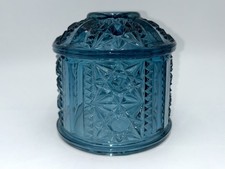 Vintage Indiana Glass Blue Stars and Bars Fairy Lamp TOP ONLY. picture