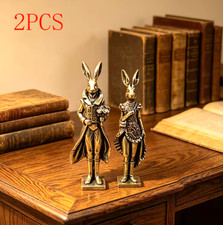 BRASS MINITURES-2 Pcs Brass Gentleman Rabbit in Tuxedo & Lady Rabbit in Gown picture
