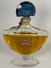 Vintage perfume factice bottle Shalimar Guerlain Paris hand tied tassle blue fan picture