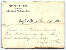 1880 Bedford, PA Dentist D. T. Way Billhead - Teeth Extracti picture