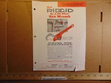 Vintage Ridge Tool Co Ridgid E-110 Offset Hex Wrench Catalog Sheet Elyria Ohio picture
