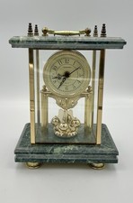 Vintage Commodore Quartz Mantel Clock Marble Brass Rotating Pendulum WORKING picture