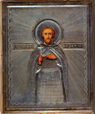 Russian Imperial Antique Icon Alexander Sterling silver gold plated (#55000) picture