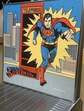 Vintage 70's SUPERMAN Screen Print on Canvas Framed 19