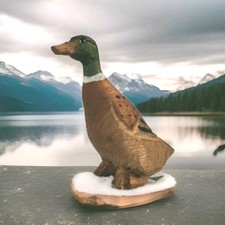 Vintage Handcarved Wood Duck Mallard Handpainted Miniature Bird Figurine_AH picture