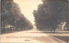 Coldwater Michigan RPPC Street Scene 1913 picture