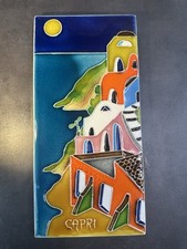 Capri Hand Painted Ceramic Glazed Raised Relief Mediterranean Coastal Tile picture