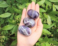 Amethyst Palm Stone, Large (Natural Polished Chevron / Banded Amethyst Pebble) picture