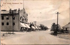 c1910 First Street & Pomona College Book Store Claremont California CA Postcard picture