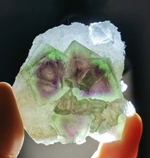 Natural Purple/Green Octahedron Fluorite Crystal Quartz Mineral Specimen China picture