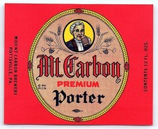 1941 Mt. Carbon Premium Porter 12oz beer label, Pottsville P picture