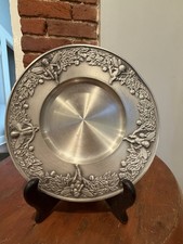 Vintage Selangor Pewter 97% Cherub Fairy Relief Plate Shallow Bowl Trinket Dish picture
