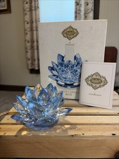 Shannon Crystal by Godinger ~ BLUE Lotus Flower Candle Holder NIB NEW STUNNING picture