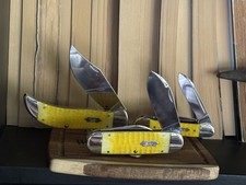 2007 Case XX Elephant Toe Bulldog Clasp and Gunboat Canoe 1/100 Yellow COMBO 🔥 picture