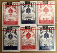 Bicycle SECONDS Poker Playing Cards Blue Red Sealed USPCC 7808 6 Decks picture