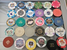 Casino chips lot over 130 chips Non-Vegas plus dice and room key from Las Vegas picture