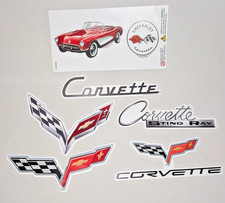 CORVETTE Stickers Vintage Hood Emblems Sting Ray '53 Chevy picture