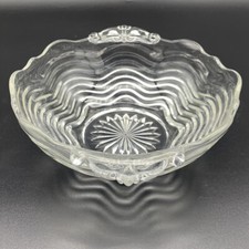 VTG Anchor Hocking Pattern # 17 Wavy Clear Glass  Candy Bowl Nut Dish 7.25 in picture