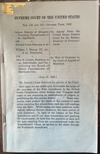 RARE US Supreme Court Opinion Abington V. Schempp Separation of Church and State picture