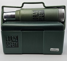 Vintage Aladdin Stanley Lunch Box Cooler Thermos Combo Loral Safety Promo Green  picture