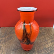 Unique Art Glass Vase Handmade Hand-Blown 10”X 6” picture