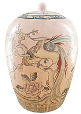 XL VTG Pink Phoenix Ginger Jar Large Urn 15