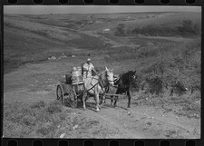 Wheelock North Dakota 1937 Mrs Olie Thompson Wagon Water Barrels Drought picture