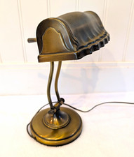 Vintage Brass Clamshell Bankers Desk Lamp Adjustable Art Deco Works picture