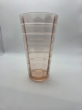 Anchor Hocking Block Optic Pink Tumbler Pressed Glass Depression 6