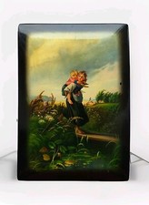 Fedoskino 1960's Russian Lacquer Box Handmade Miniature Palekh picture