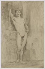 Kenyon Cox Vintage 1870s Male Nude Study Drawing Reprint Wall Art picture