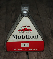 MOBILOIL D Gargoyle oil can / oil tin shell harley indian texaco bsa aeroshell picture