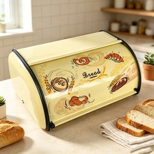 SOTECH Retro Bread Box -Vintage Hand-Painted Metal Kitchen Food Storage picture