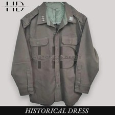 WWII 1941 US Officer Shirt | Olive Green Wool Military Jacket WW2 Army Shirt picture