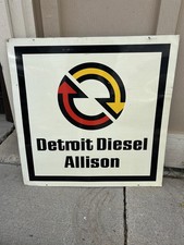 Vintage Detroit Diesel Allison 24x24 Metal Sign Double Sided GM Truck Gas Pump picture