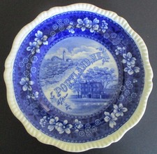 Early 20th Century Souvenir Plate Portland Head Light Longfellow Home Maine picture