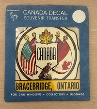 VINTAGE Bracebridge, Ontario CANADA SOUVENIR TRAVEL DECAL ORIGINAL RARE picture