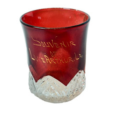 LAKE ARTHUR LA Louisiana  Ruby Red Flash Souvenir Glass Antique CUP picture