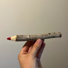 Natural Wood Twig Pencil Red Lead Handcrafted Rustic Branch Bark Writing Tool picture
