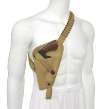 US M3 Victory Revolver Pilots Canvas Shoulder Holster Shell loops Khak Left hand picture