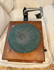 Antique Wood Cabinet Wind-Up Crank Phonograph Gramophone w/ Tonearm & Turntable picture