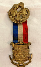 Antique French Catholic Holy Family Insignia Ribbon Badge Patrie Devouement picture