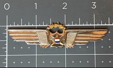 United Airlines Pilot Wings Leavens Attleboro Vintage Chrome Enamel Shield Stars picture