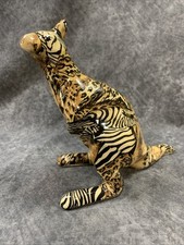 LaVie Kangaroo Figurine Safari Animal Print Leopard, Zebra, Lion Design 6” Tall picture